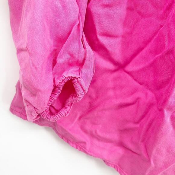 Serra Retreat Womens Lyocell Beachy Boho Point Mugu Peasant Blouse 1X Pink - Picture 5 of 8